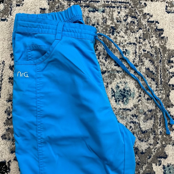 💰 3 for $25 🏷 Women NRG by Barco Stretch Turquoise Blue Scrub Pants sz Small - Picture 7 of 16